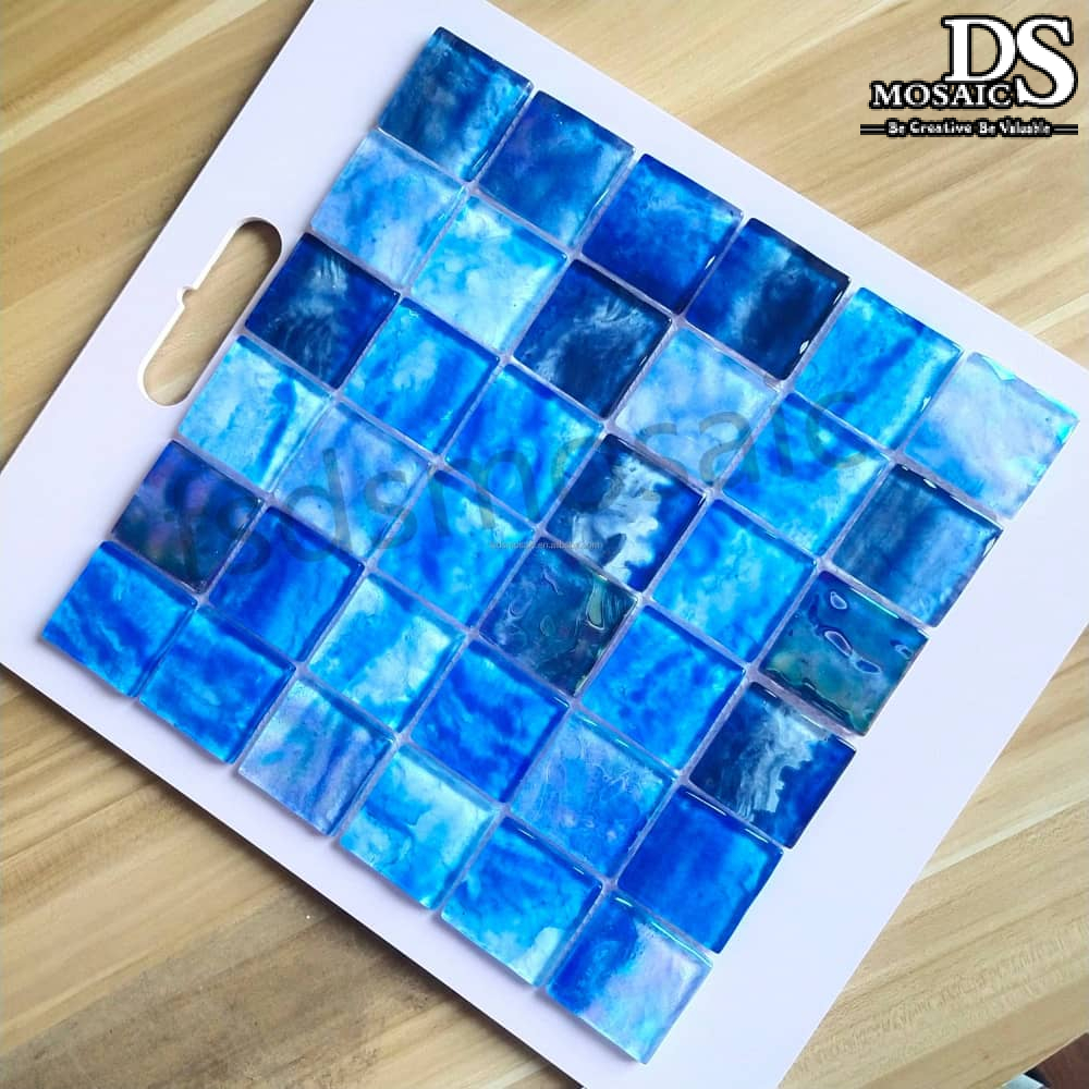 Blue mosaic tile template